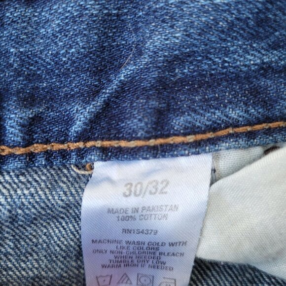 Men's Aero Slim Straight  Distressed Denim Blue Jeans Sz 30x32 - Picture 9 of 15